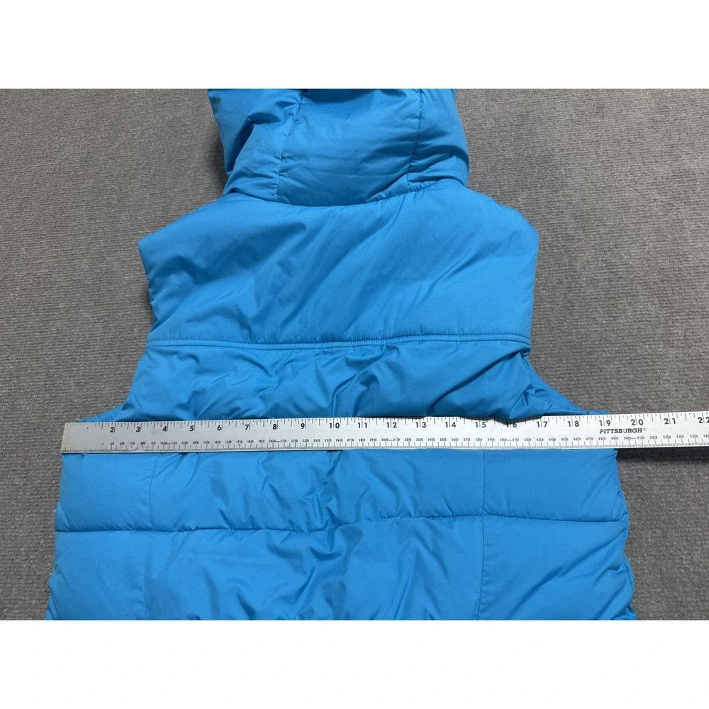 Hollister Puffer Vest Womens Large Blue Hooded Fleece Lined Quilted Seagull Logo